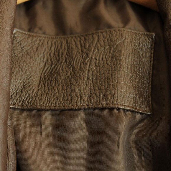 Vintage 1980s 1990s Leather Jacket, Jacqueline Ferrar Brown Coat, Size Small - Picture 5 of 10